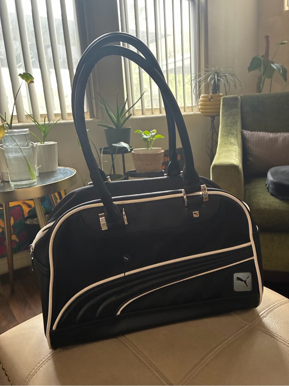 Puma Black Tote with white Piping